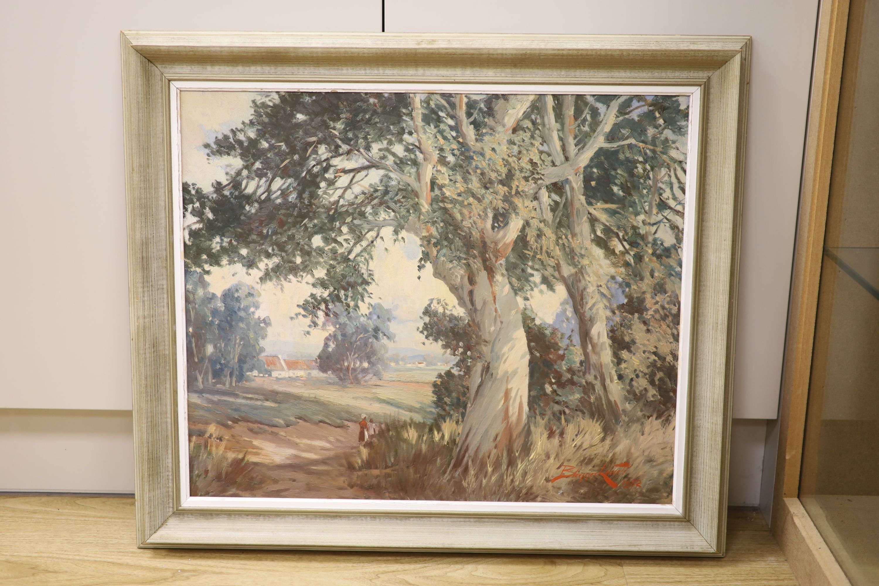 Blenner Lorrell, oil on board, South African farm scene, signed and dated 1952, 50 x 60cm